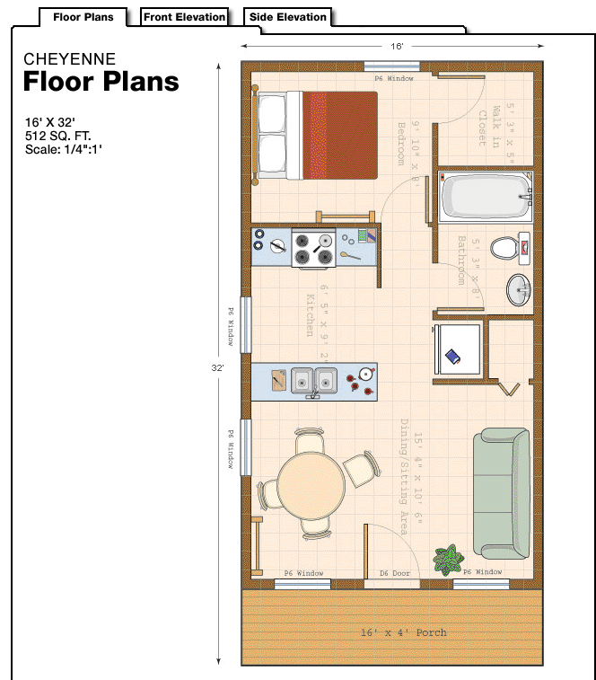 16X32 Cabin Floor Plan