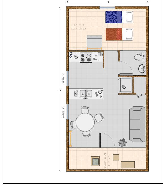 16X32 Cabin Floor Plan