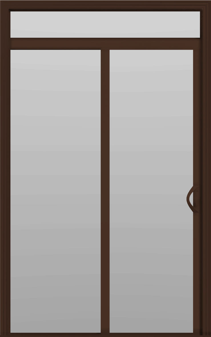 2 Panel - 5' Sliding Patio Doors 80" + 12" Transom - (Brown outside/white inside)