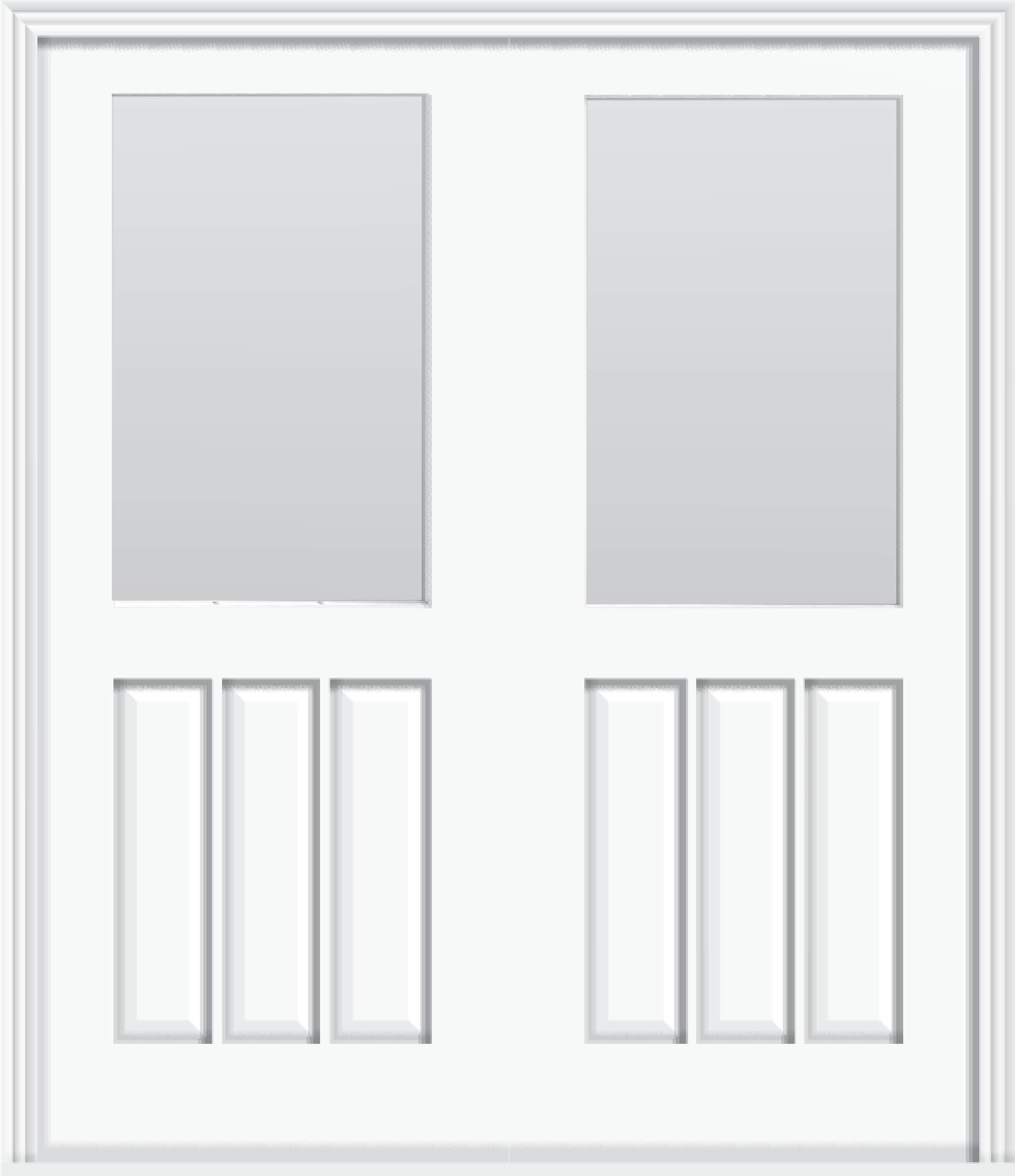 Fiberglass Clear Lite Double Doors (64" x 80") - White
