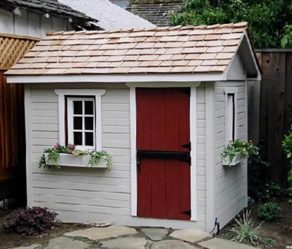 Bear Club white Playhouse with planed cedar Summerwood ID number 1082. 