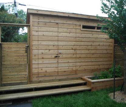 Cedar Sarawak shed 4x12 with concealed double doors in Toronto, Ontario. ID number 133451.