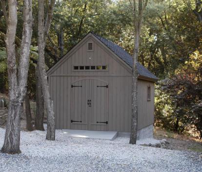 Cedar Telluride Shed 12x16 with double arched doors in Woodside, California. ID number 14038.