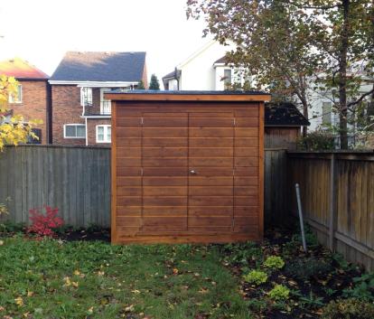 Cedar Sarawak shed 4x8 with concealed double doors in Toronto, Ontario. ID number 153236.