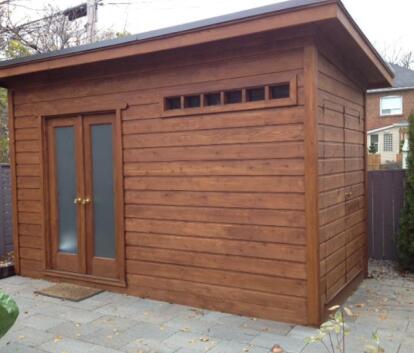 Front right view of a 7' x 14' Urban Studio shed