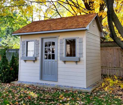 Cedar Palmerston shed 8x12 with cedar shingles in Oakville, Ontario. ID number 182413.