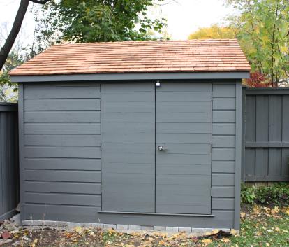 Cedar Sarawak shed 5x10 with concealed double doors in Toronto, Ontario. ID number 182416.