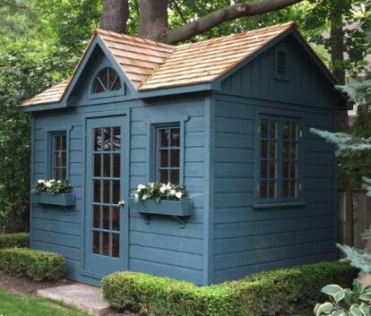 Blue cedar Palmerston shed 8x12 with dormer in North York, Ontario. ID number 189932.