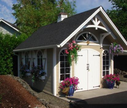 Canexel Telluride Shed 12x16 with extended shelter in Olympia, Washington. ID number 206905.