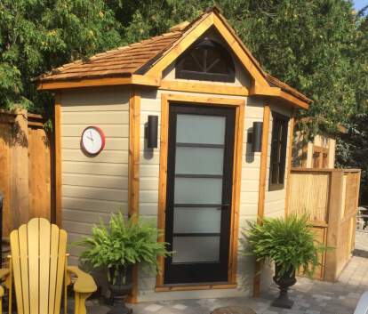 Front view of 7' Catalina Garden Shed located in Toronto, Ontario – Summerwood Products