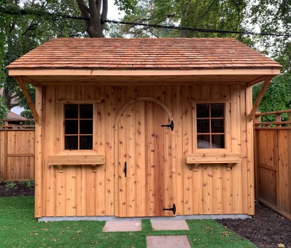 Front view of 8’ x 12' Glen Echo Garden Shed located in Etobicoke, Ontario – Summerwood Products