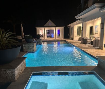 Front view of 14’x20' Windsor Pool Cabana located in Naples, Florida – Summerwood Products