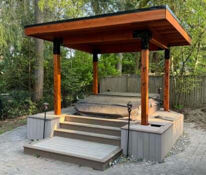 Front view of Urban Pavilion Gazebo located in 	Lake Forest Park, Washington - Summerwood Products 