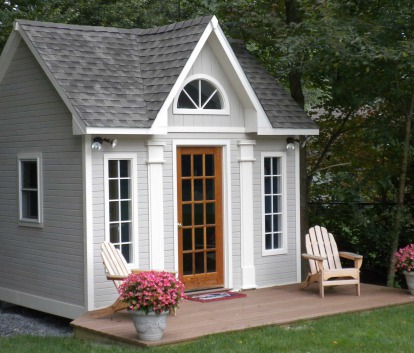 Cedar Copper Creek shed 10 x 12 with cedar pilaster in Andover, Massachusetts. ID number 90356.