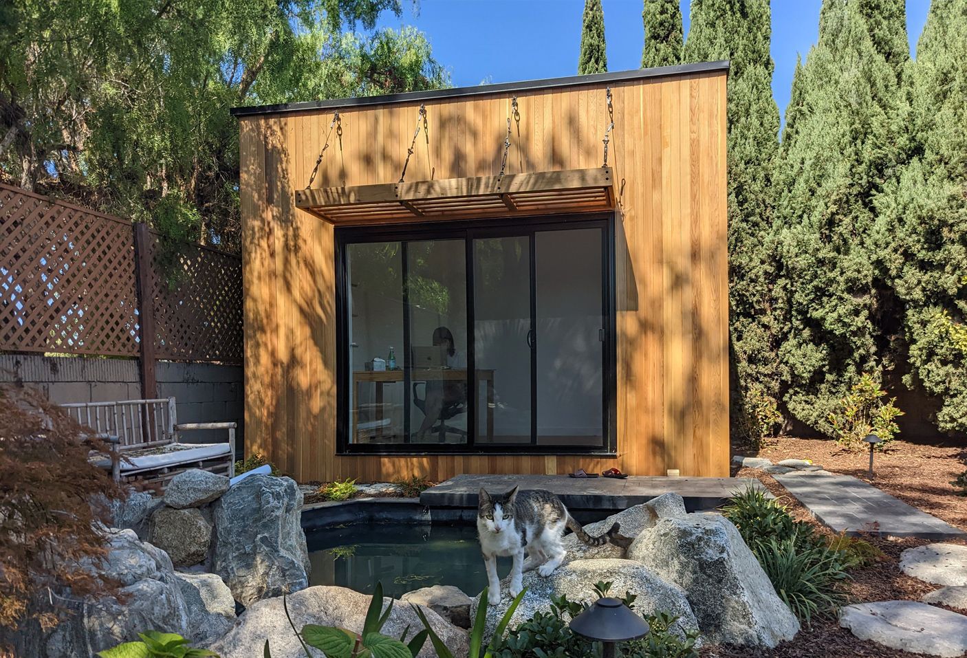 Front view of 8’x14' Quadra Home Studio located in Torrance, California – Summerwood Products