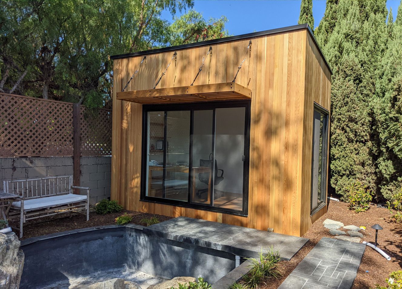 Front view of 8’x14' Quadra Home Studio located in Torrance, California – Summerwood Products