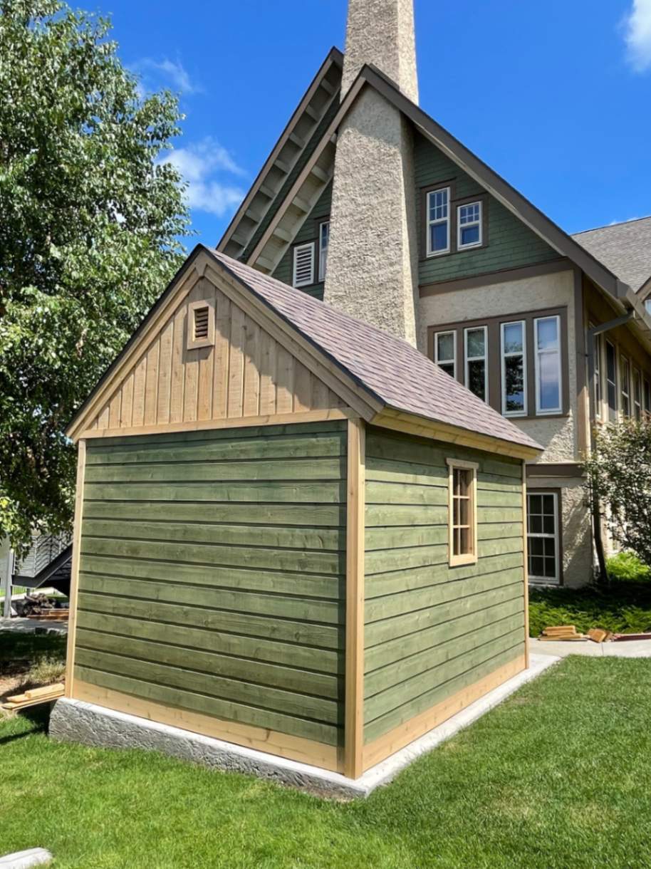 Rear view of 10'x12’ Telluride Garden Shed located in Fort Atkinson, Wisconsin – Summerwood Prod