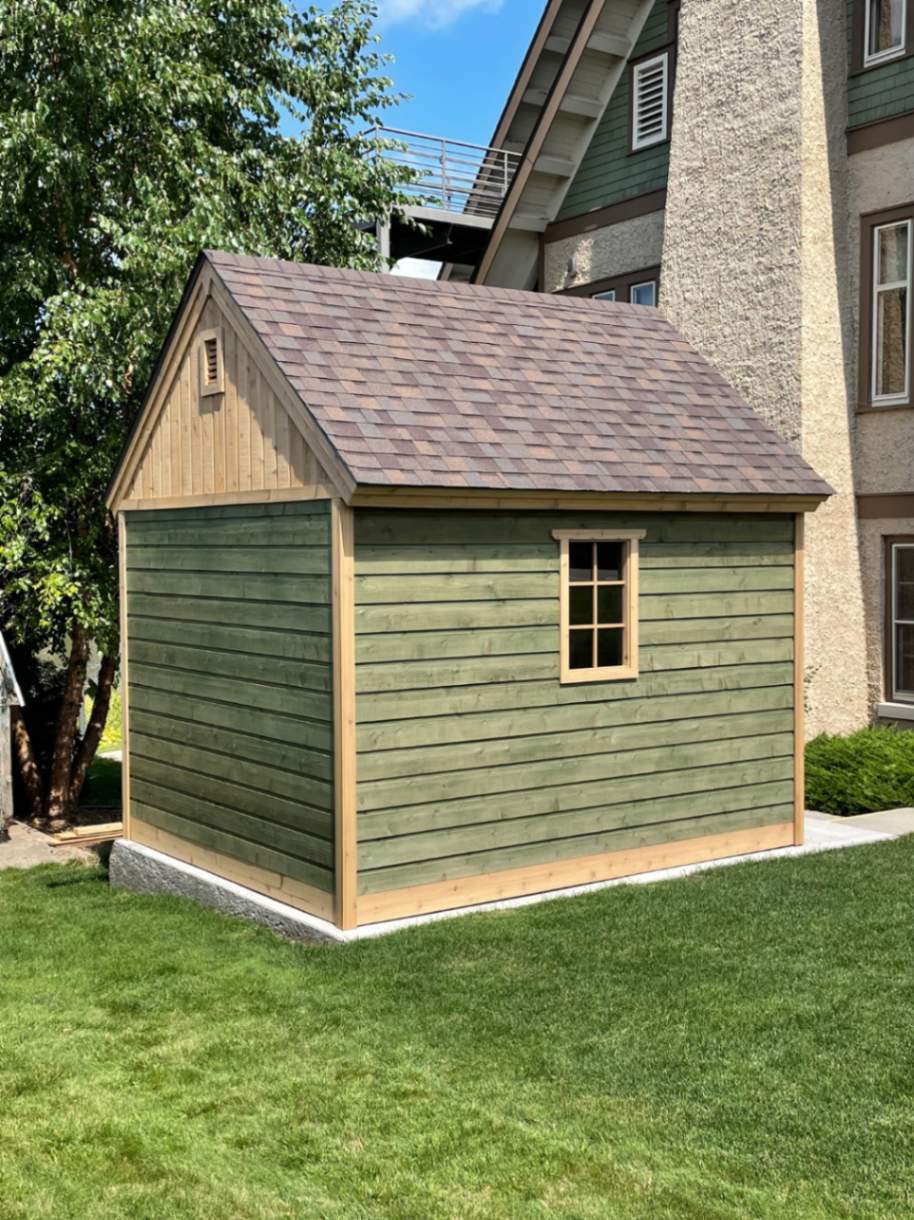 Side view of 10'x12’ Telluride Garden Shed located in Fort Atkinson, Wisconsin – Summerwood Prod