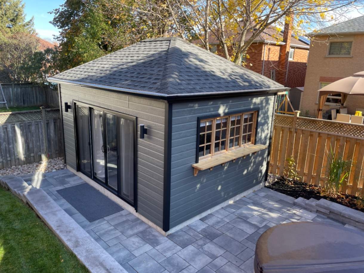 Front view of 12’x16' Sonoma Home Studio located in New Haven, Conneticut