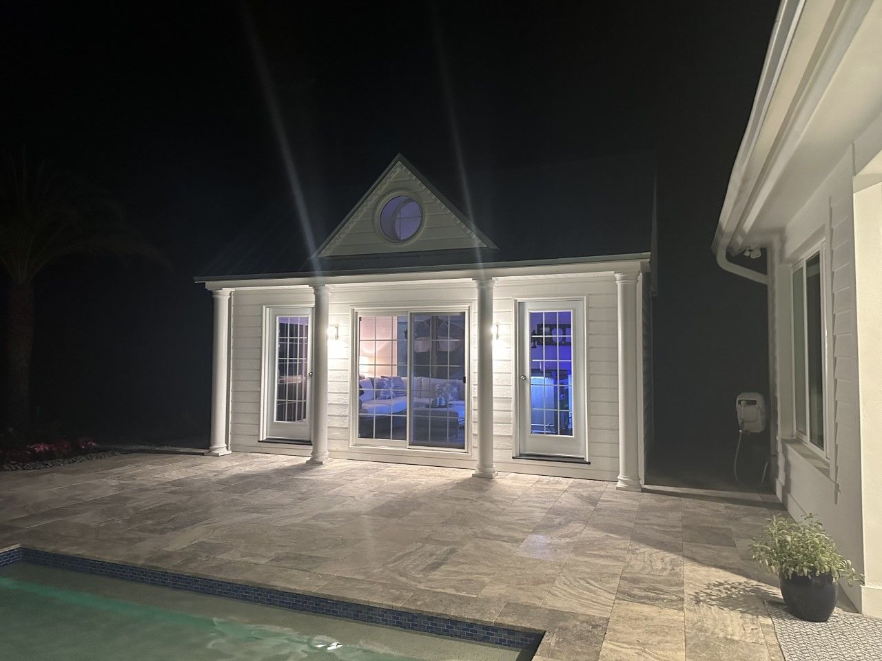 Front view of 14’x20' Windsor Pool Cabana located in Naples, Florida – Summerwood Products