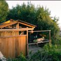 Front view of 10' x 16' Bali Tea House Spa Enclosure located in Stinson Beach, California – Summer