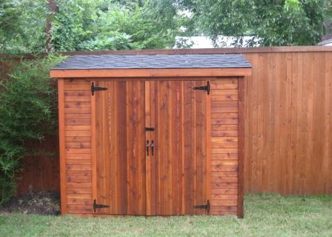 Cedar Sarawak shed 4x8 with standard double doors in Dallas, Texas. ID number 34661-2