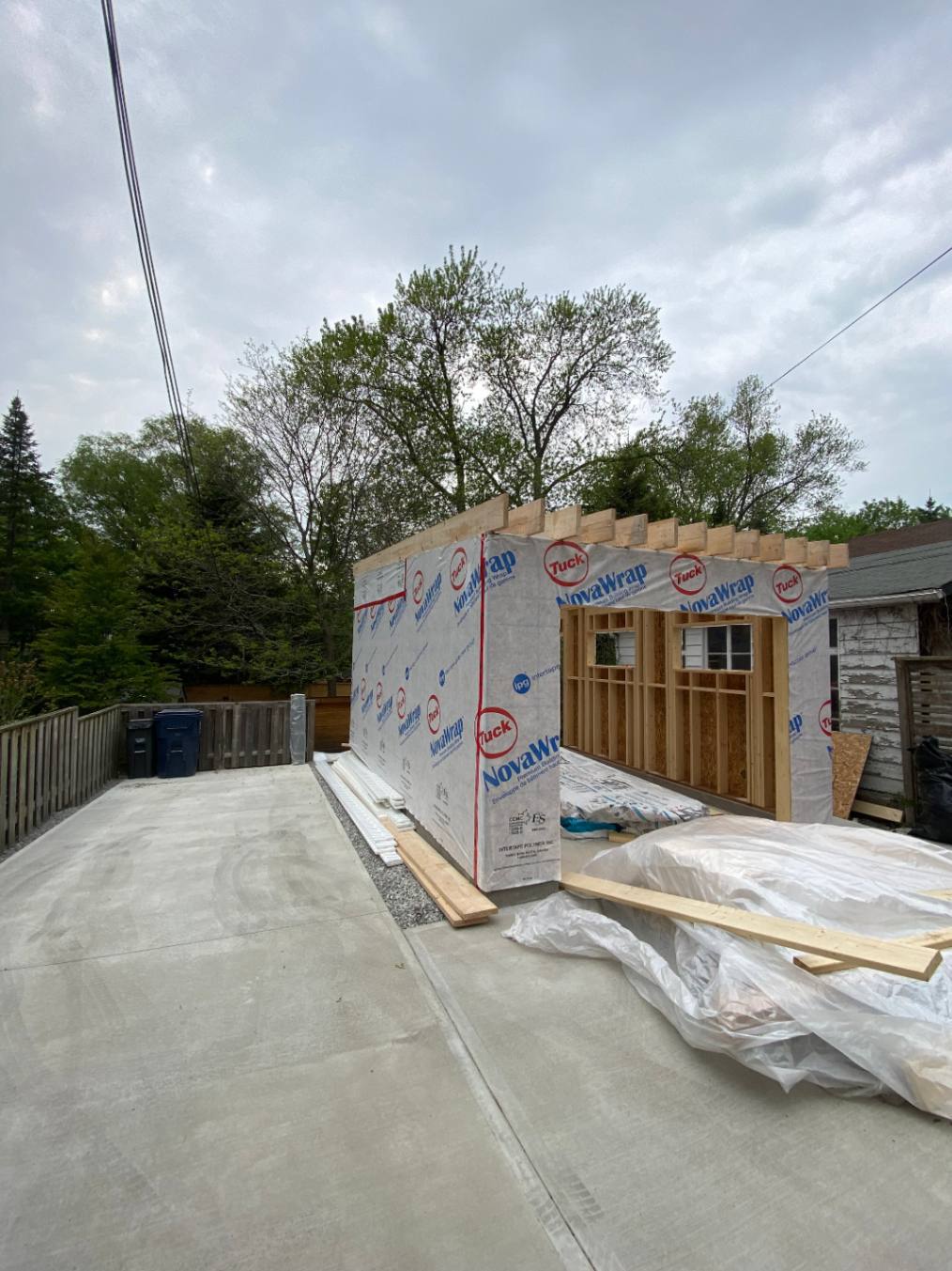 Construction view of 20’ x 12' Urban Garage located in Toronto, Ontario – Summerwood Products