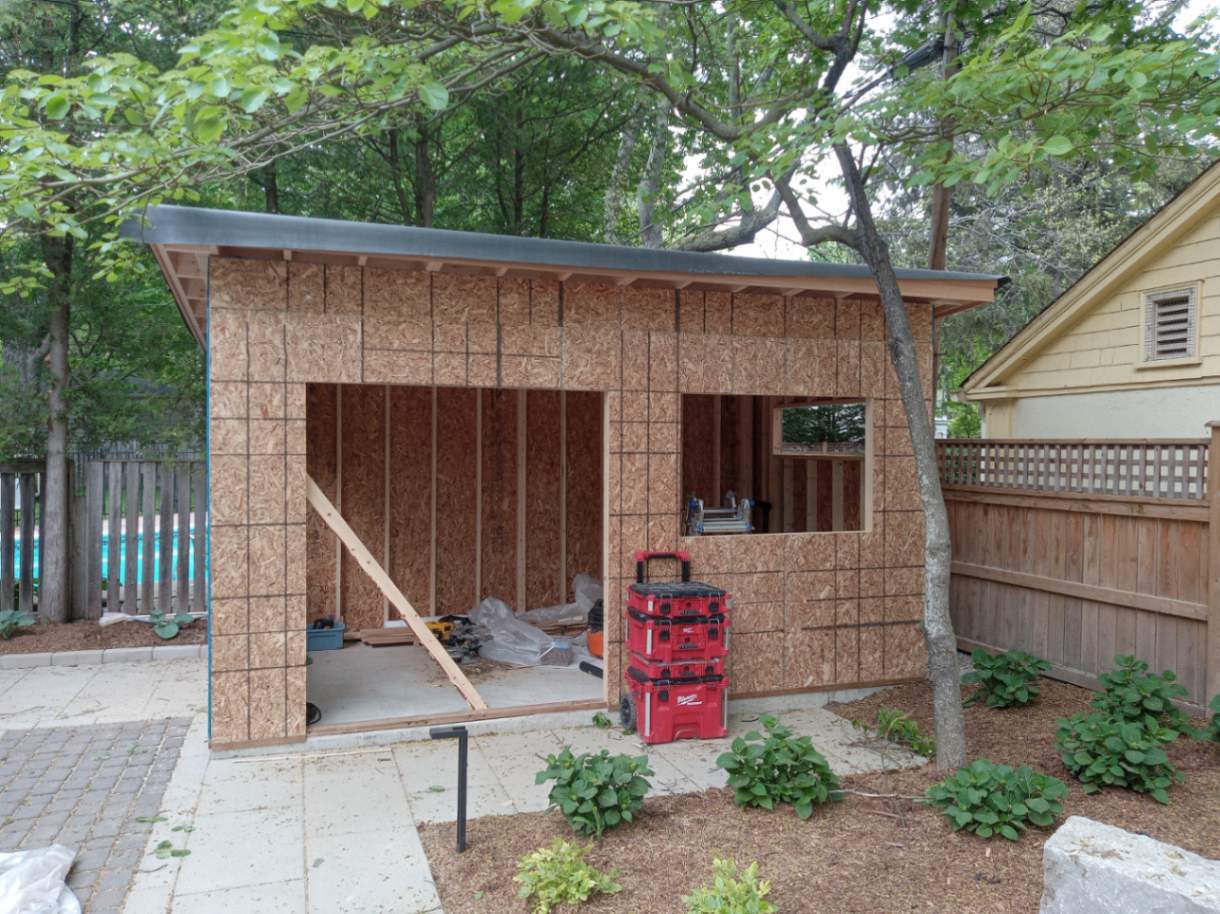 Front view of 7’x14' Urban Studio Home Studio located in Oakville, Ontario – Summerwood Products