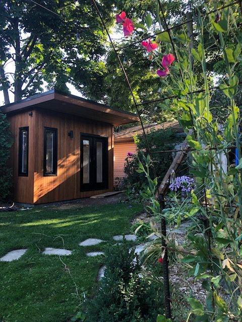 Front view of 8’x12' Verana Home Studio located in Redmond, Washington – Summerwood Products