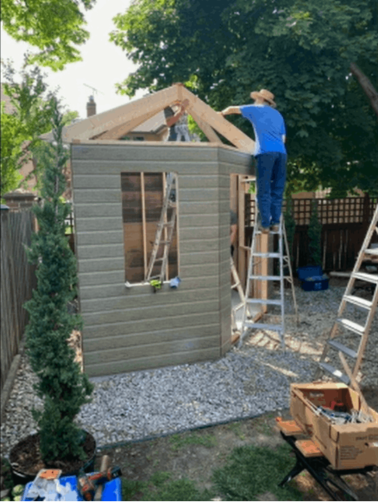 Side view of 10' Catalina Garden Shed located in Windsor, Ontario – Summerwood Products