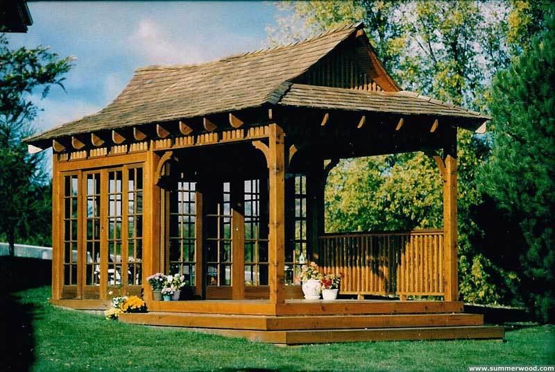 Bali tea house hot tub gazebo 10x20 with stained finish in Uxbidge ,Ontario.ID number 110-1.