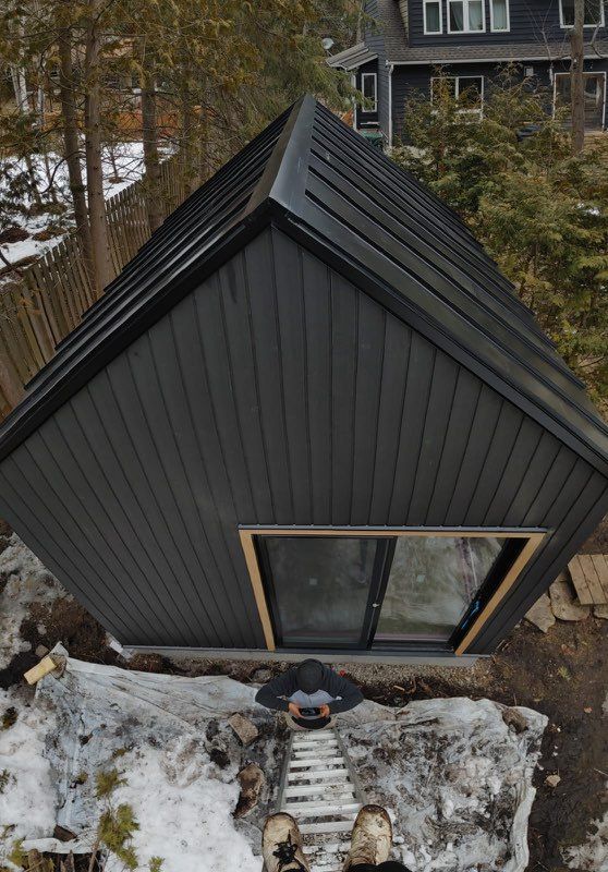 Top view of 12’ x 14' Mini Oban Cabin located in Caledon, Ontario – Summerwood Products