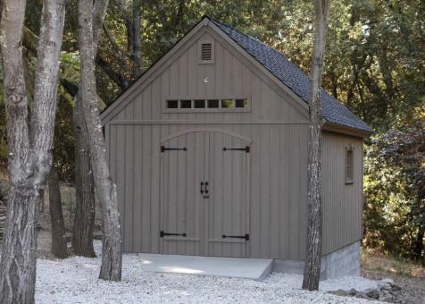 Cedar Telluride Shed 12x16 with double arched doors in Woodside, California. ID number 14038-1