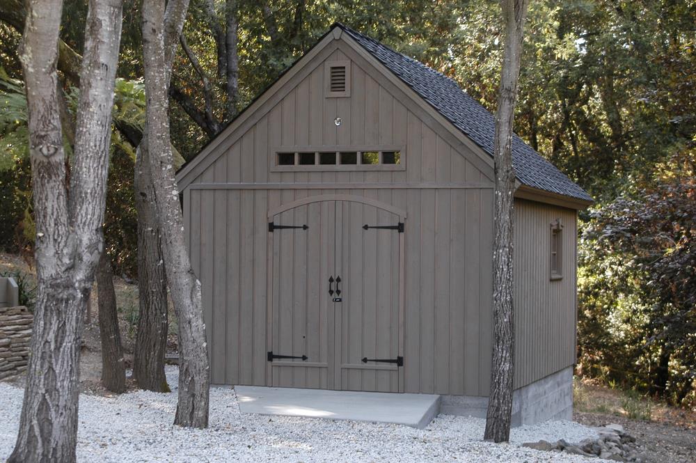 Cedar Telluride Shed 12x16 with double arched doors in Woodside, California. ID number 14038-1