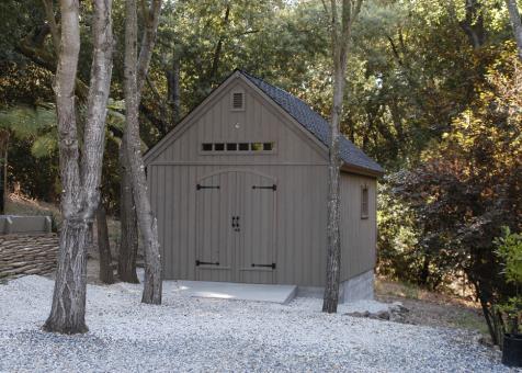 Cedar Telluride Shed 12x16 with double arched doors in Woodside, California. ID number 14038-3
