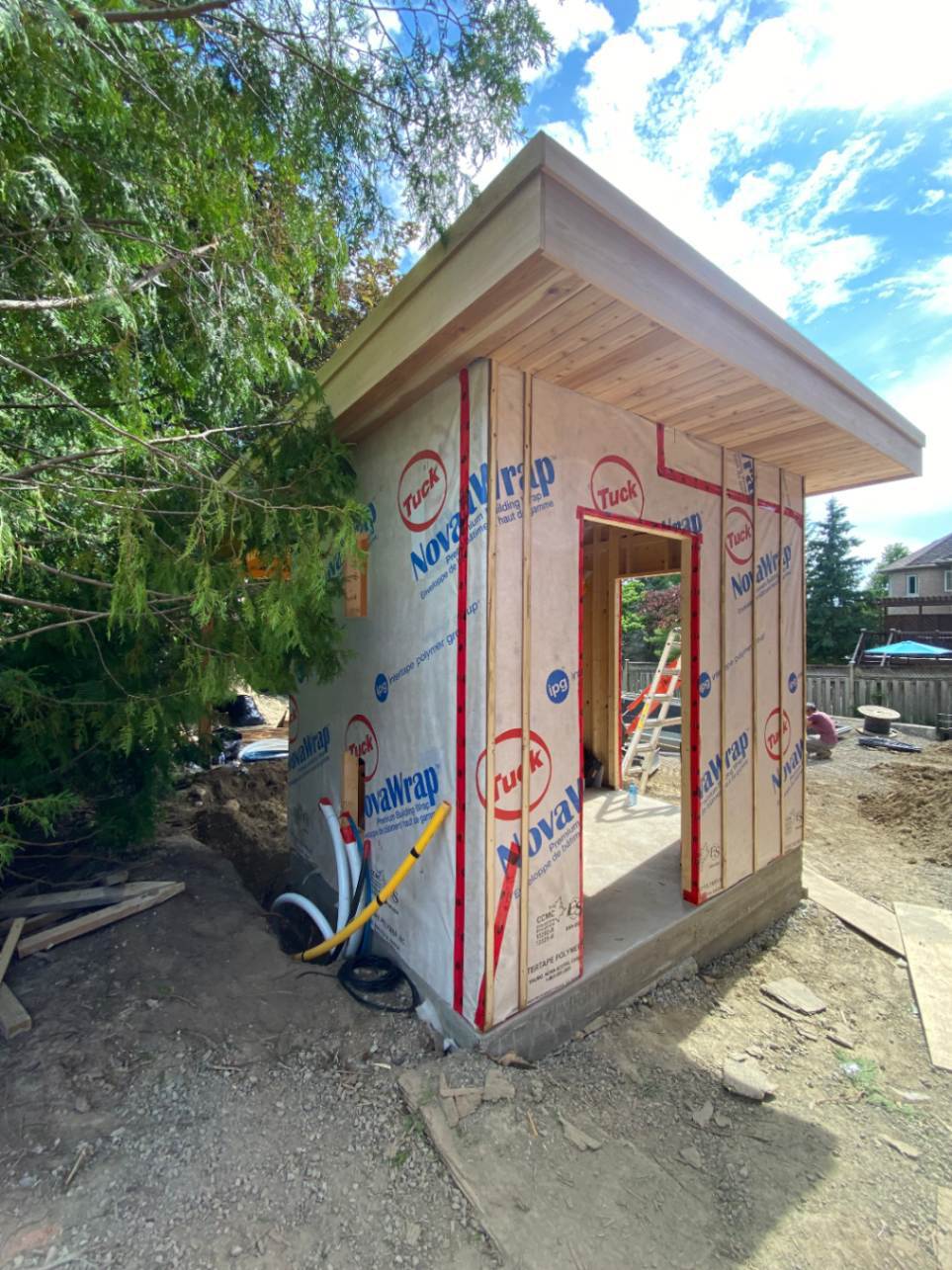 Construction view of 10’ x 20' Sanara Pool Cabana located in Tacoma, Washington – Summerwood Pro