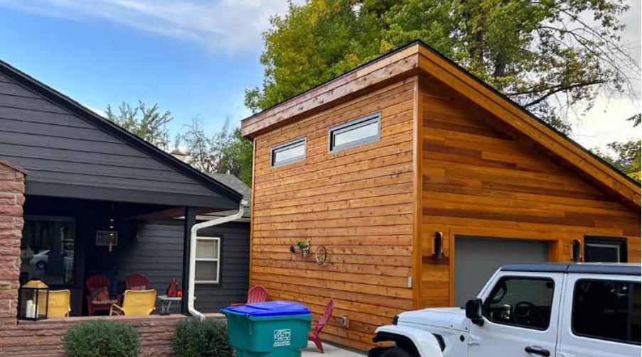 Front view of 19’ x 19' Urban Garage located in Fort Collins, Colorado – Summerwood Products