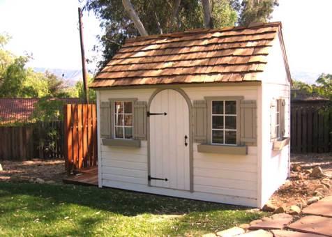 Cedar White Telluride Shed 8x12 with arched door in Ojal, California. ID number 1113-1