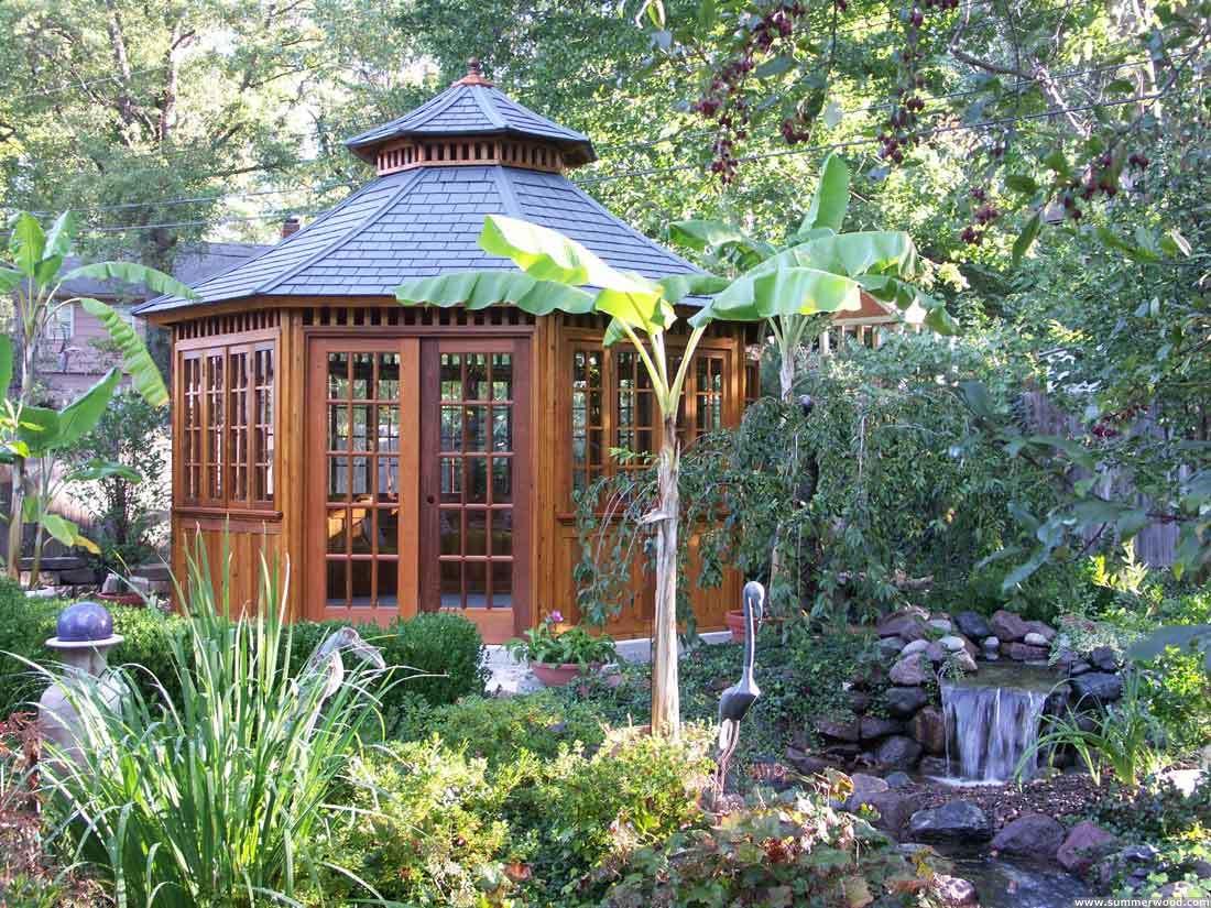 San cristobal backyard studio setup 14' with stained finish in Kansas city,Kansas.ID number 1122-1.