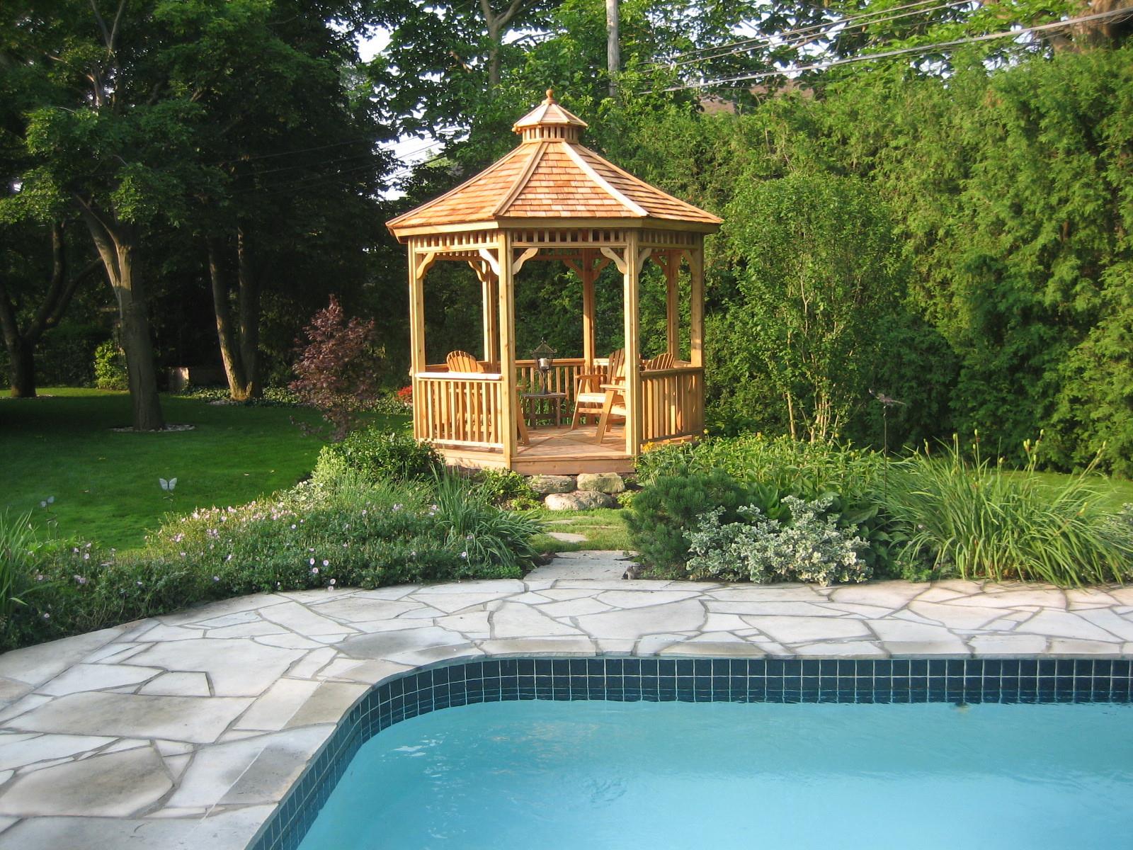Front view of an Monterey gazebo in a Toronto Ontario Backyard 