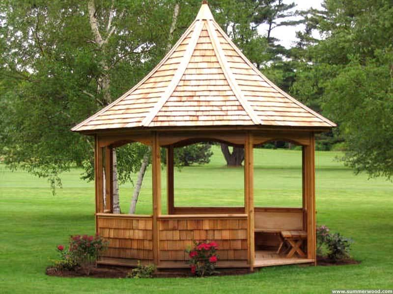 Cedar gazebo tattle creek 12ft with cedar single wall panels in West Port Connecticut. ID number 124