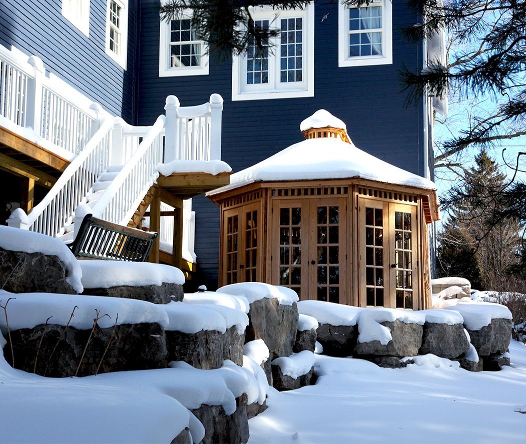 Wooden champlain hot tub gazebo 12' with DH2B designer overhead knobs in Toronto,Ontario.ID number 1