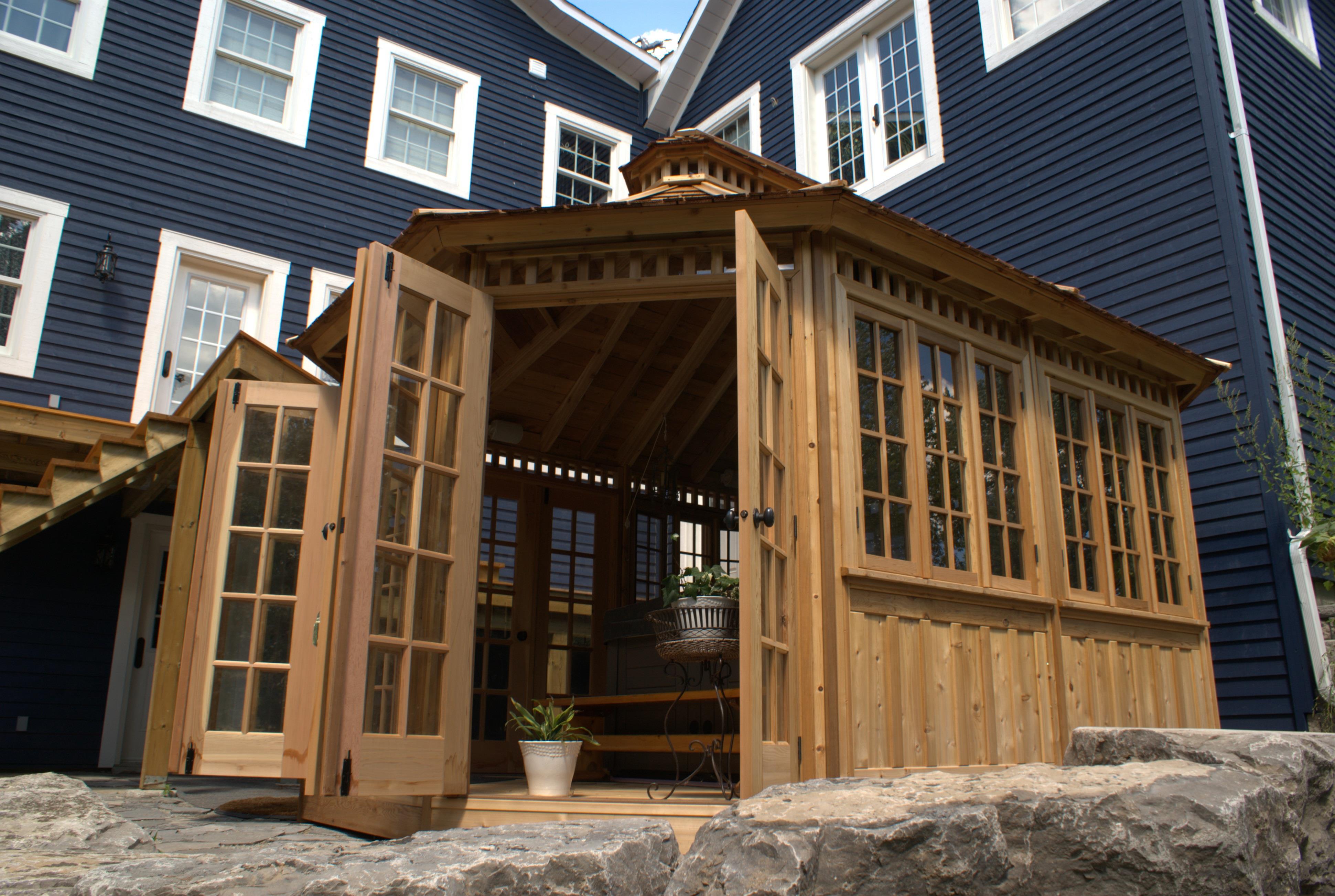 Wooden champlain hot tub gazebo 12' with DH2B designer overhead knobs in Toronto,Ontario.ID number 1