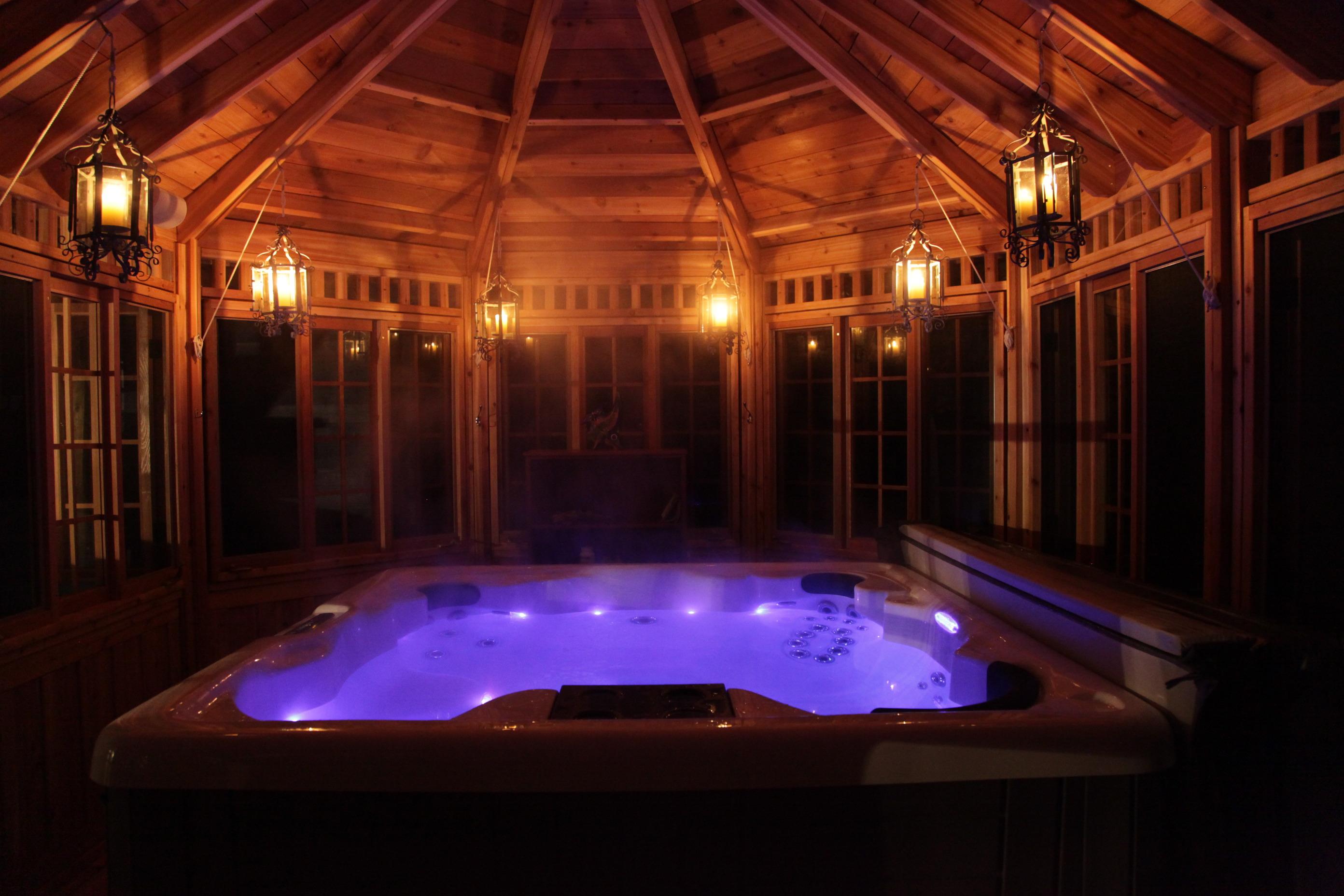 Wooden champlain hot tub gazebo 12' with DH2B designer overhead knobs in Toronto,Ontario.ID number 1
