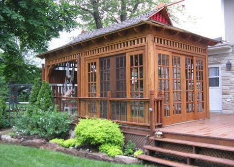 Bali tea house home studio 10x20 with planed cedar channel sliding in St  Lazare,Quebec.ID number 13