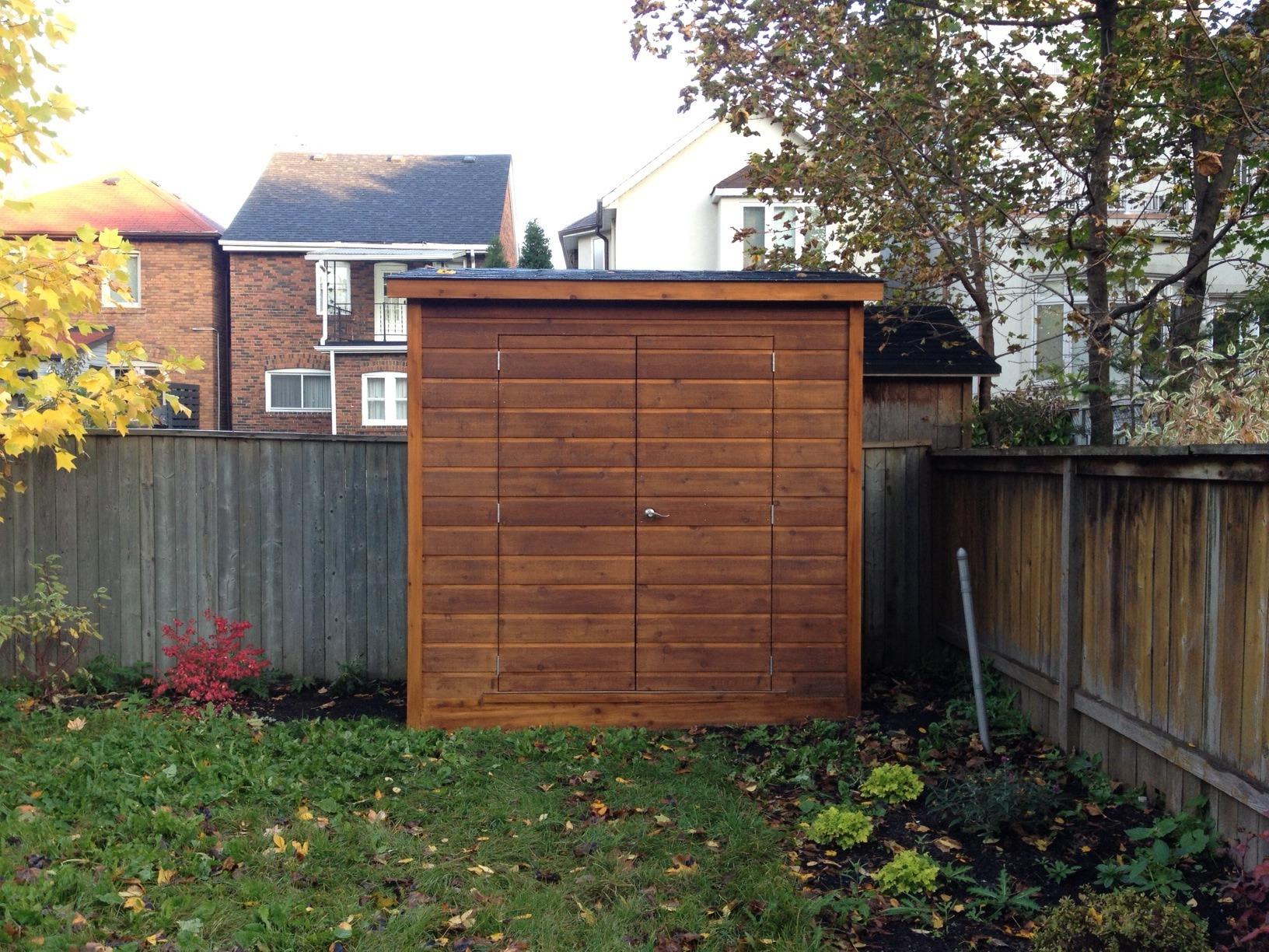 Cedar Sarawak shed 4x8 with concealed double doors in Toronto, Ontario. ID number 153236-1