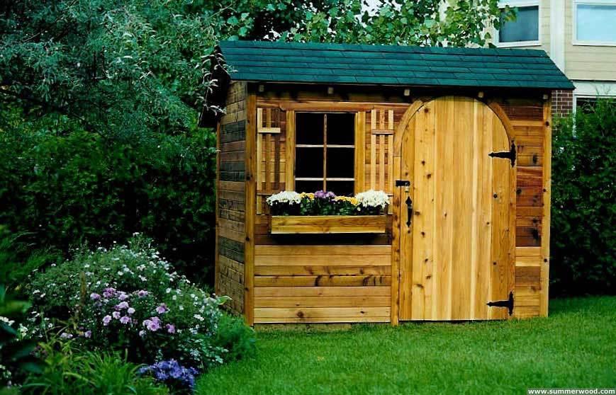 Cedar bar harbor garden shed 6x8 with arched single door in Kanata Ontairo. ID number 167. 