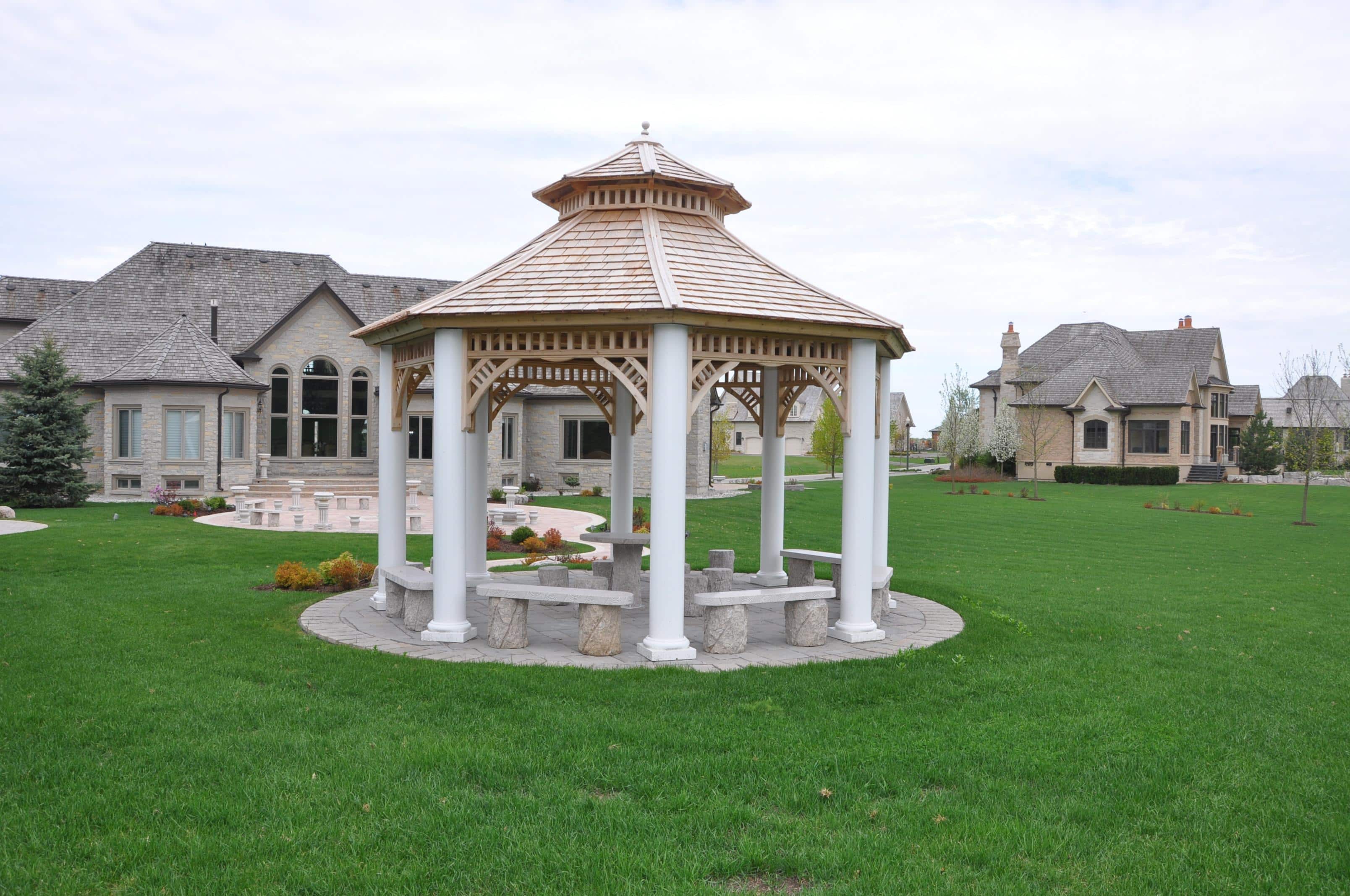 Front View of an backyard Gazebo Kit Design in Aurora Ontario - Summerwood Products