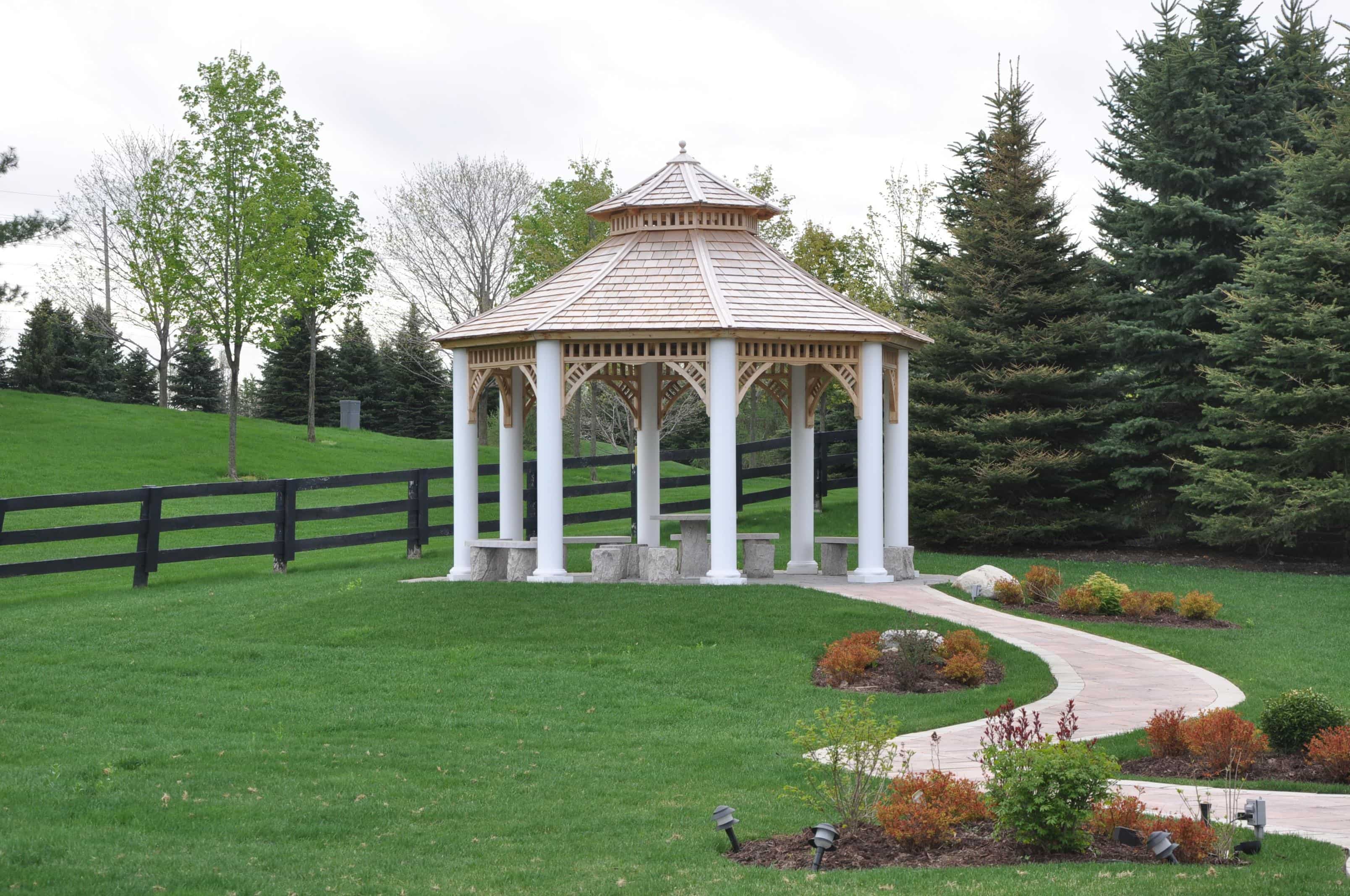 Front View of an backyard Gazebo Kit Design in Aurora Ontario - Summerwood Products