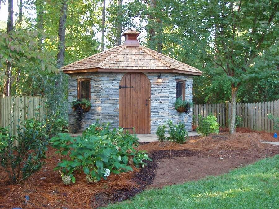 Front view of 10' Catalina Garden Shed located in Garner, North Carolina – Summerwood Products